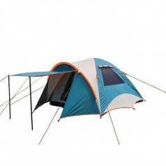 Палатка 3-4 местная, с тамбуром, (2 слоя) дуги стекловолокно, вес 5 кг. Jws017 (Синий)